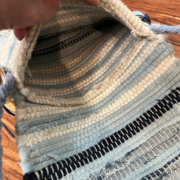 Recycled Handmade Fringe Boho Hippie Crossbody Purse Fringe Blue Trendy School - Picture 7 of 11